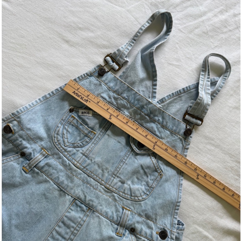 90's Appeal Womens Light Wash Denim Shortalls Overalls Light Blue Cotton Size L - Picture 6 of 6